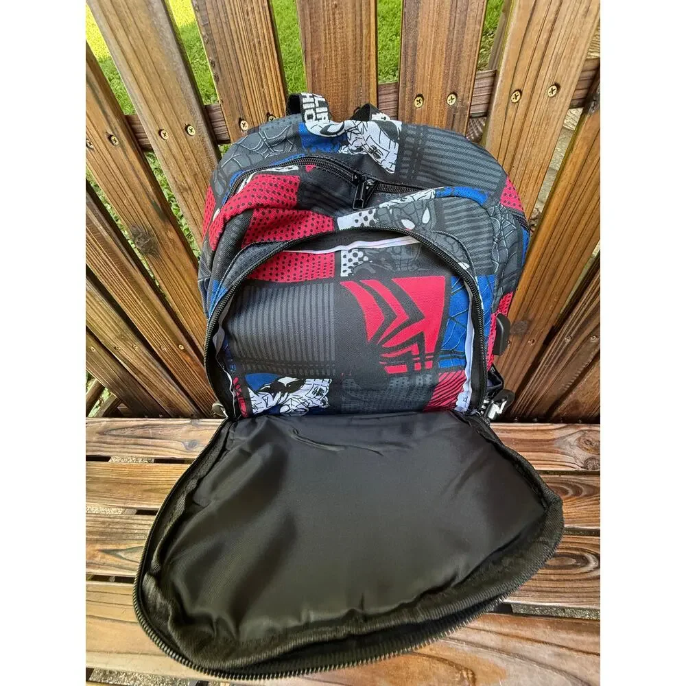 Shark Mouth x Spiderman Comic School Backpack USB Waterproof Light NWOT